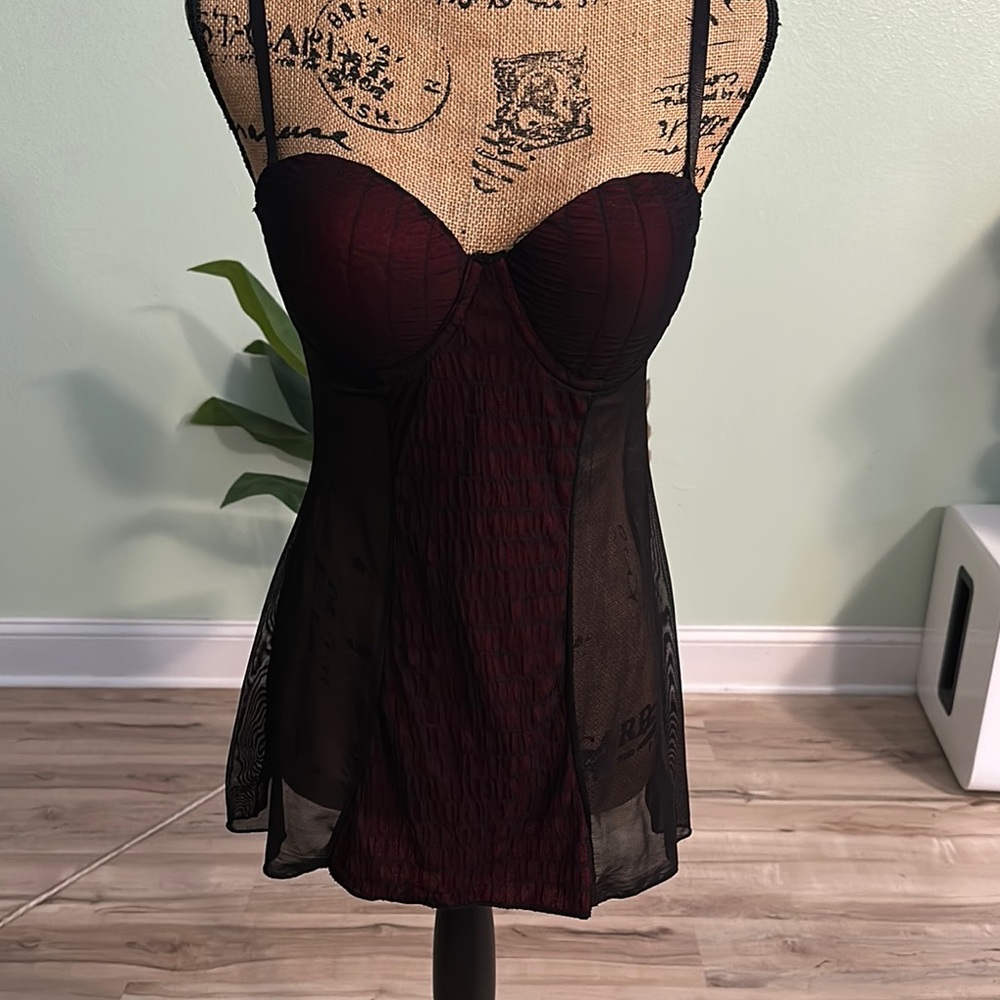 Elegant Black and Burgundy Women's Babydoll